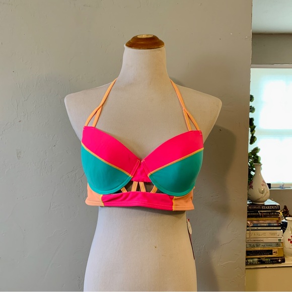 Xhilaration | NWT Multicolored Push Up Swimsuit Top XL - Picture 2 of 5